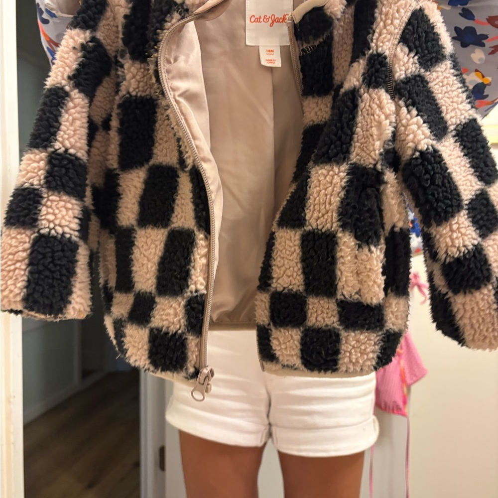 Cat & Jack Black and Cream Checkered Jacket